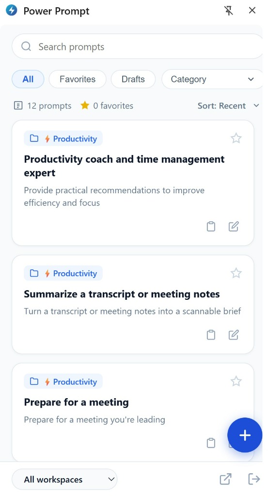 Power Prompt Browser Extension Interface