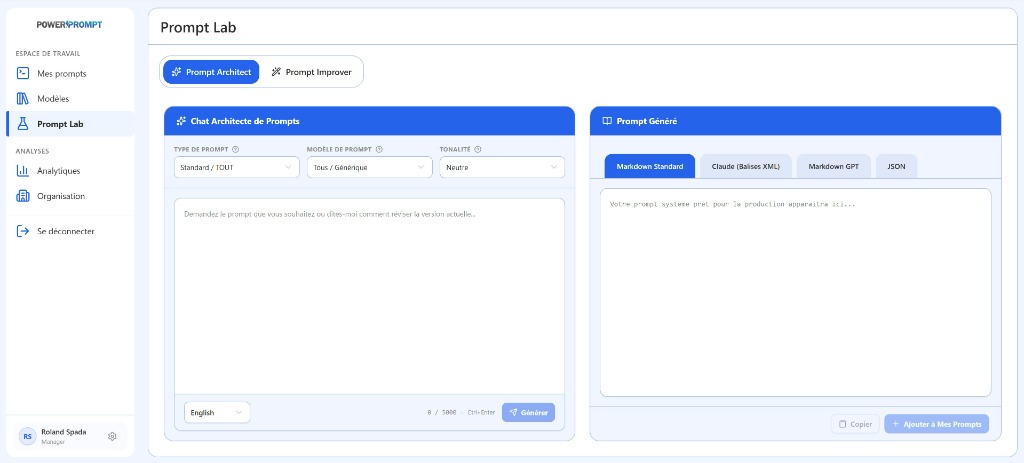 Prompt Lab Interface: Prompt Architect